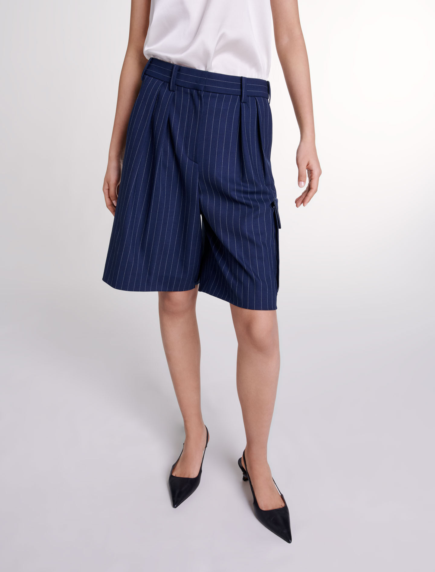 Striped Bermuda shorts Blue For Women | Maje