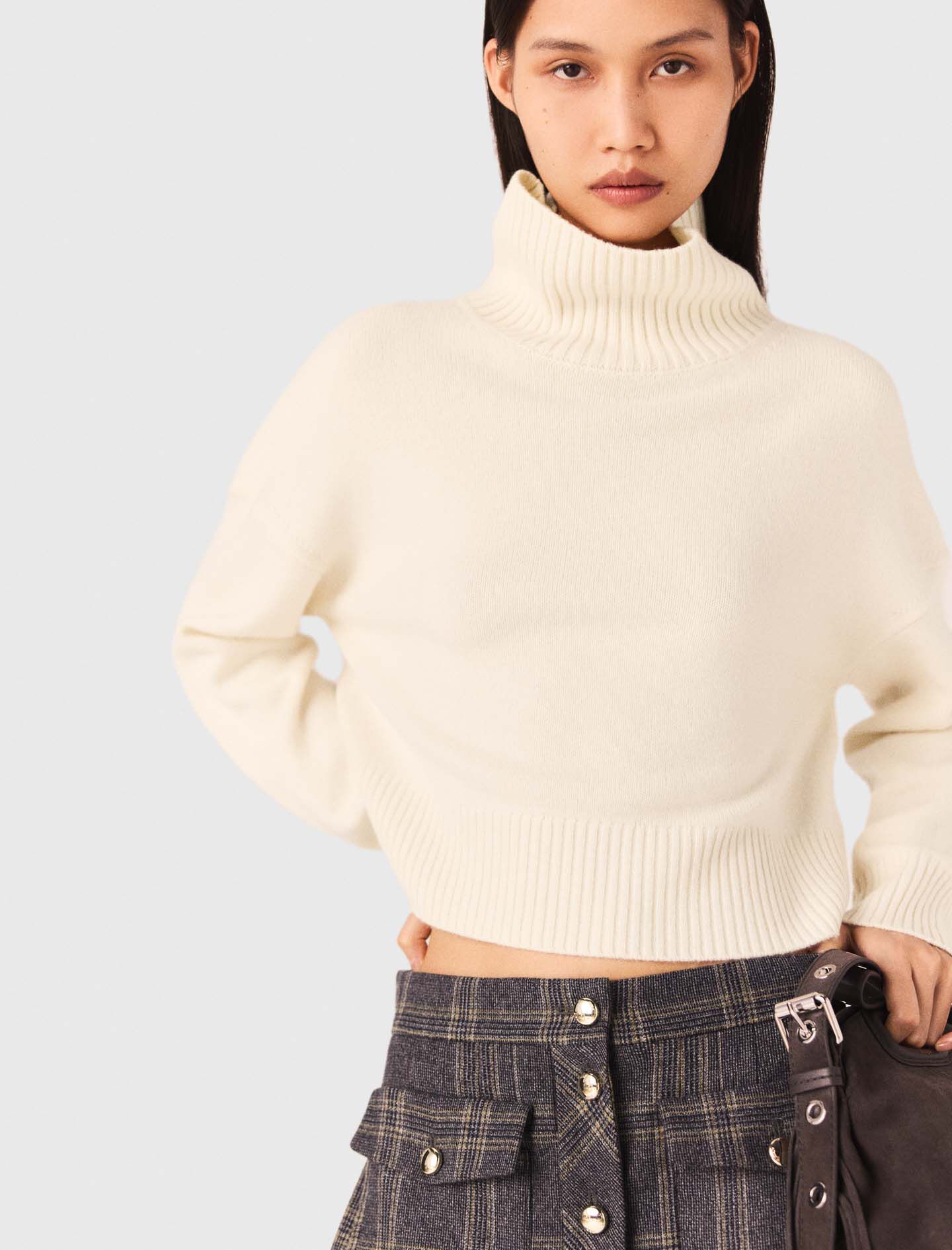 High-neck cashmere sweater White For Women | Maje