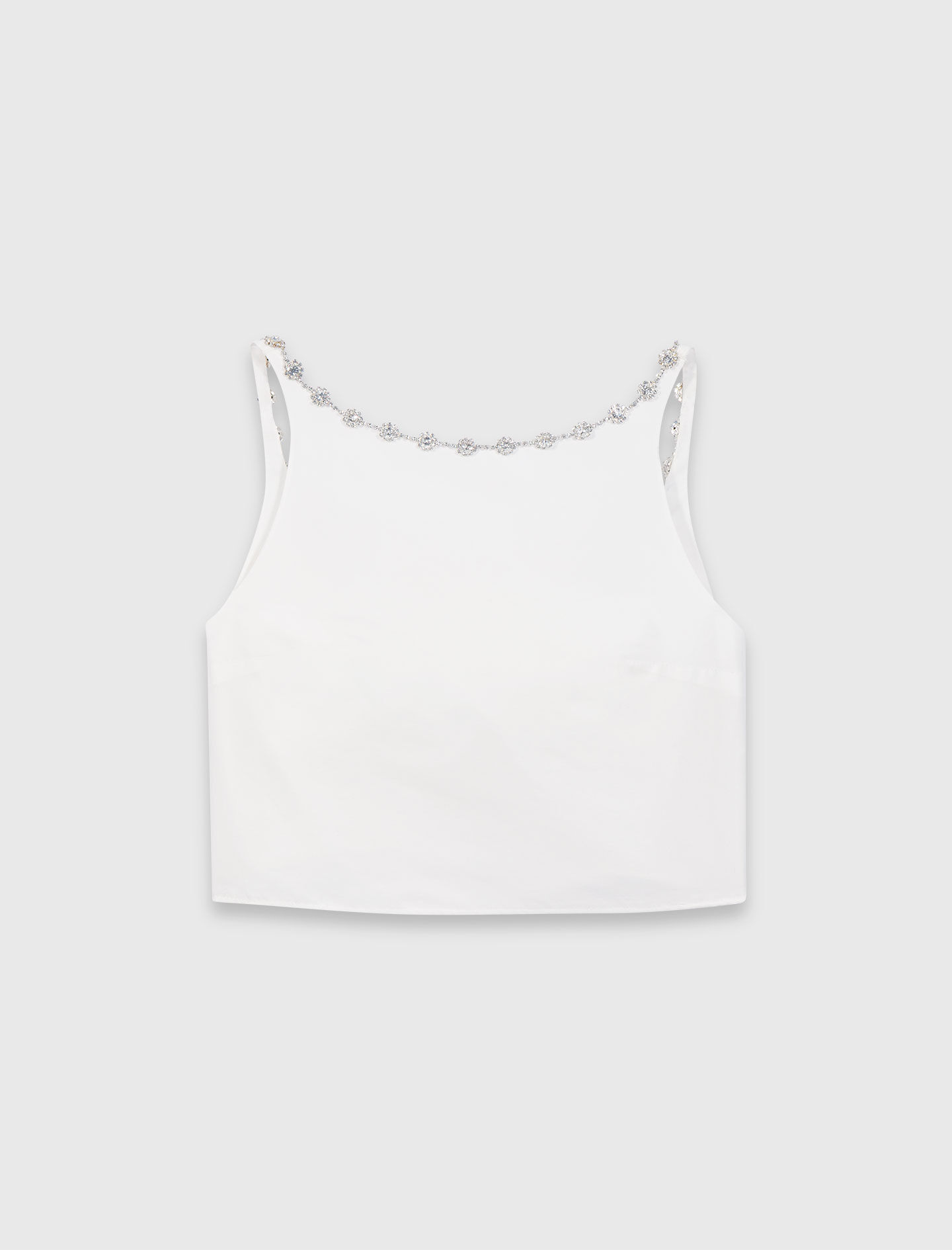 Jewelled collar taffeta crop top White For Women | Maje