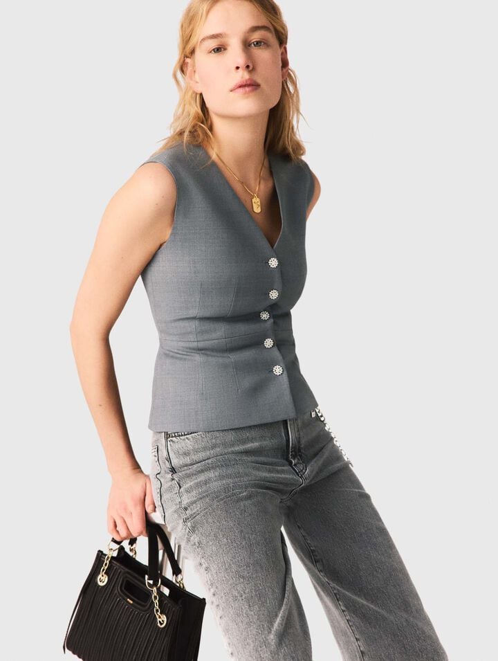 Jewel-button tailored jacket