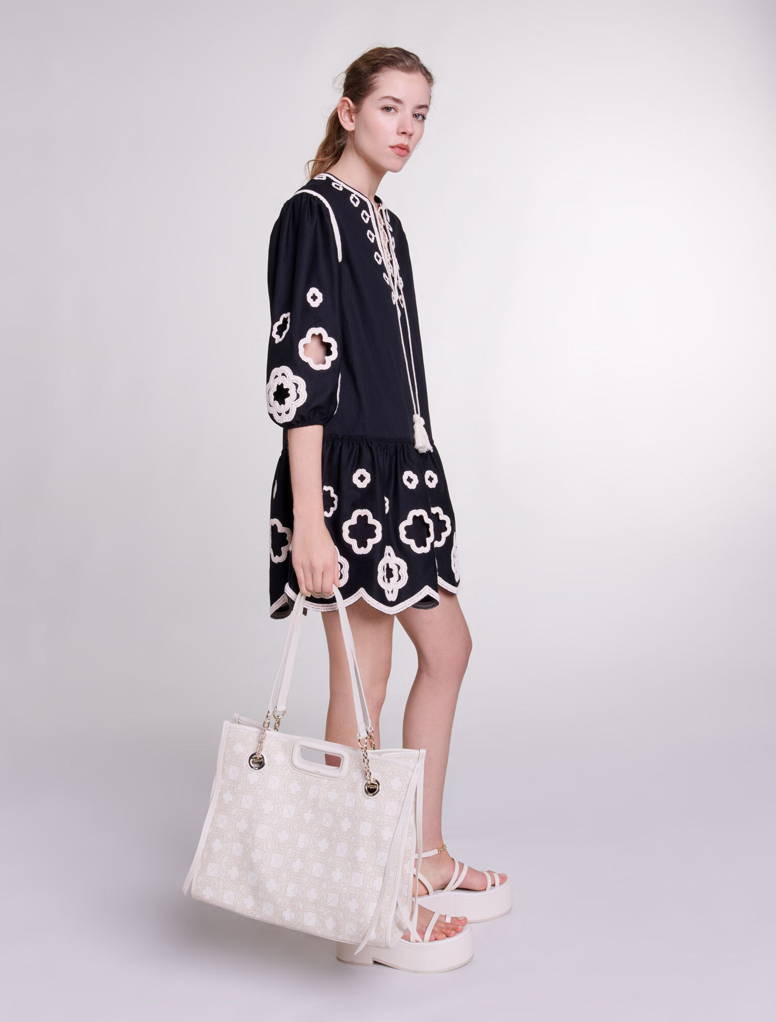Short embroidered tunic dress