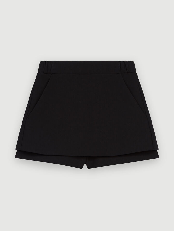 Trompe-l’œil shorts in crêpe fabric