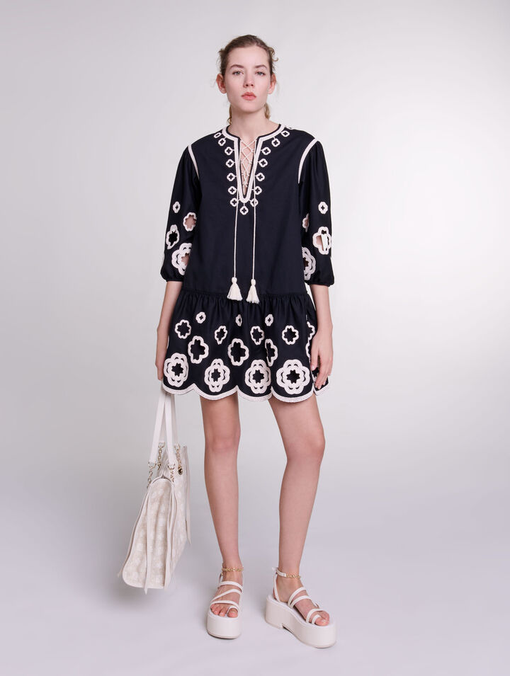 Short embroidered tunic dress