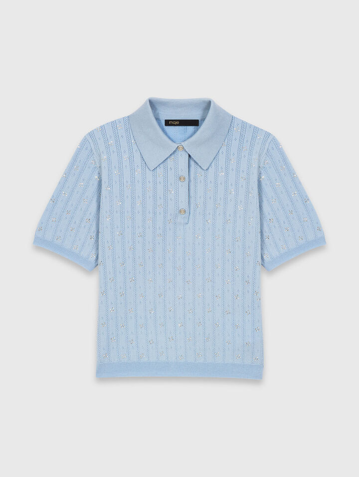 Cropped jumper with rhinestones