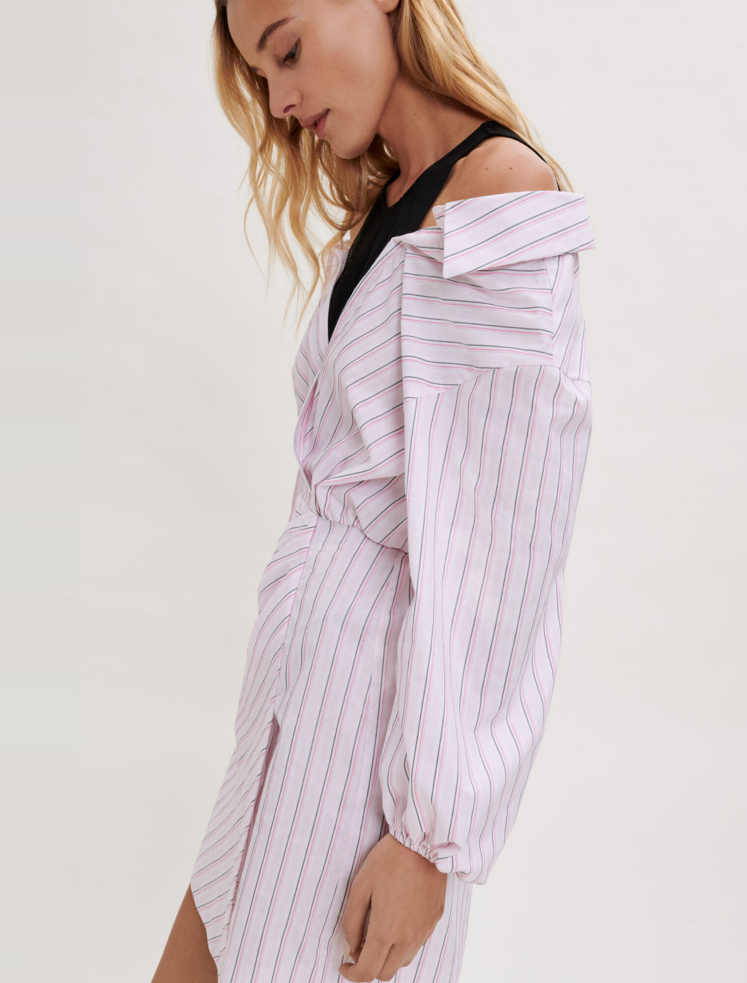 Striped trompe l'oeil dress