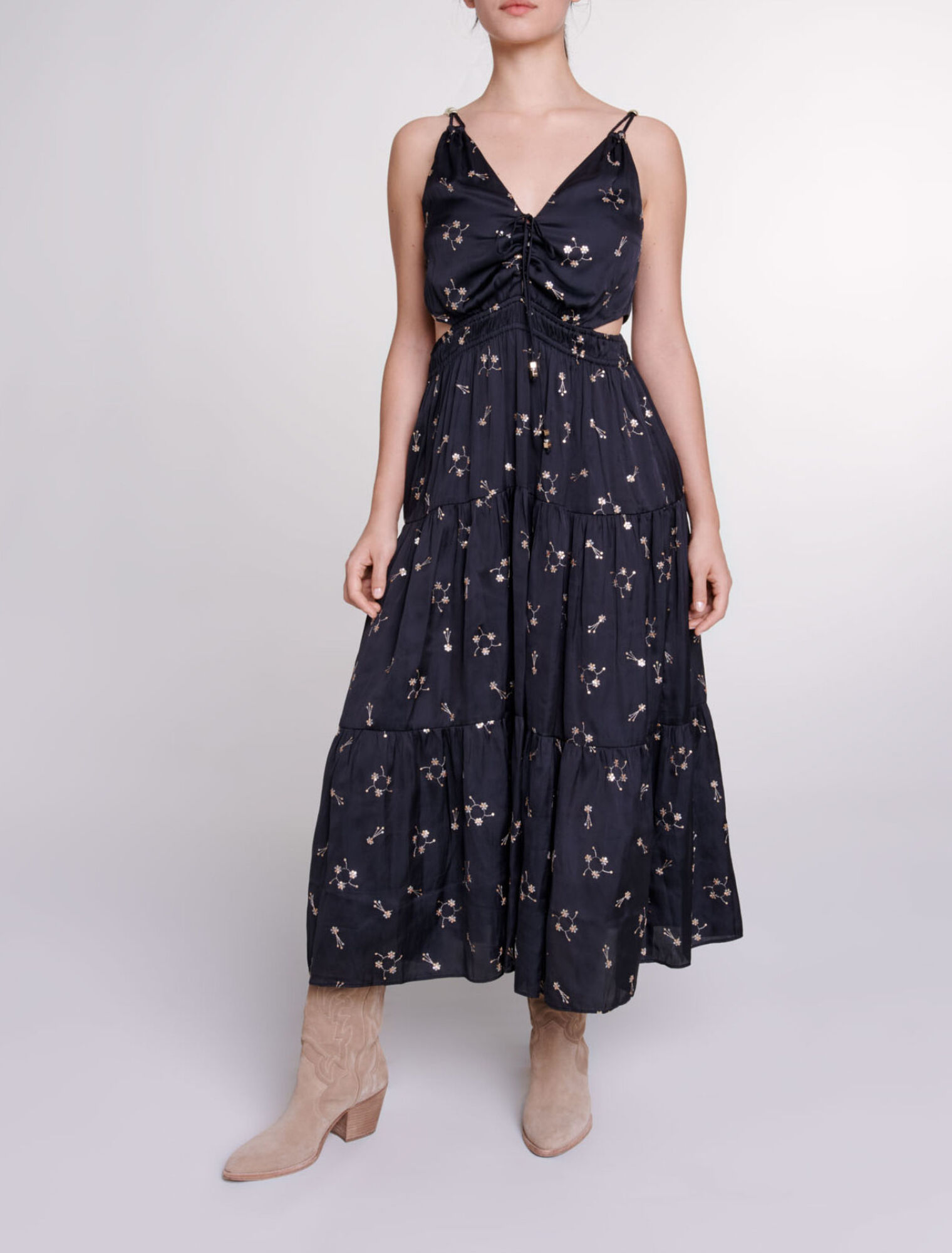 Sequin-embroidered maxi dress