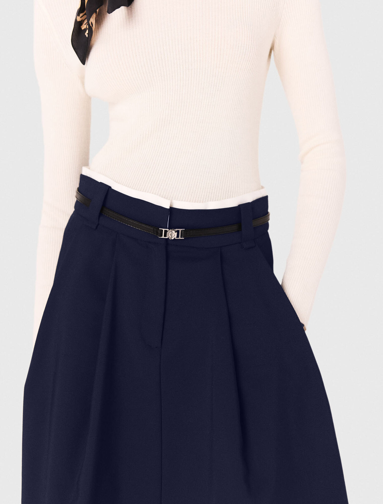 Long cotton skirt with belt