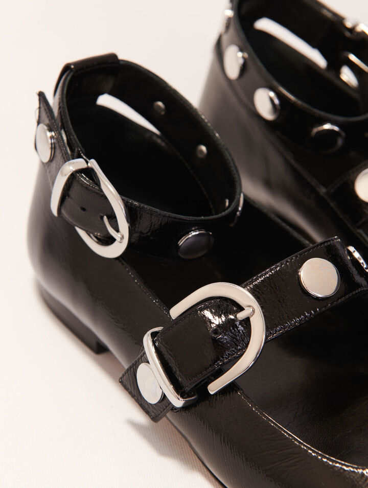 Studded leather Mary Jane flats