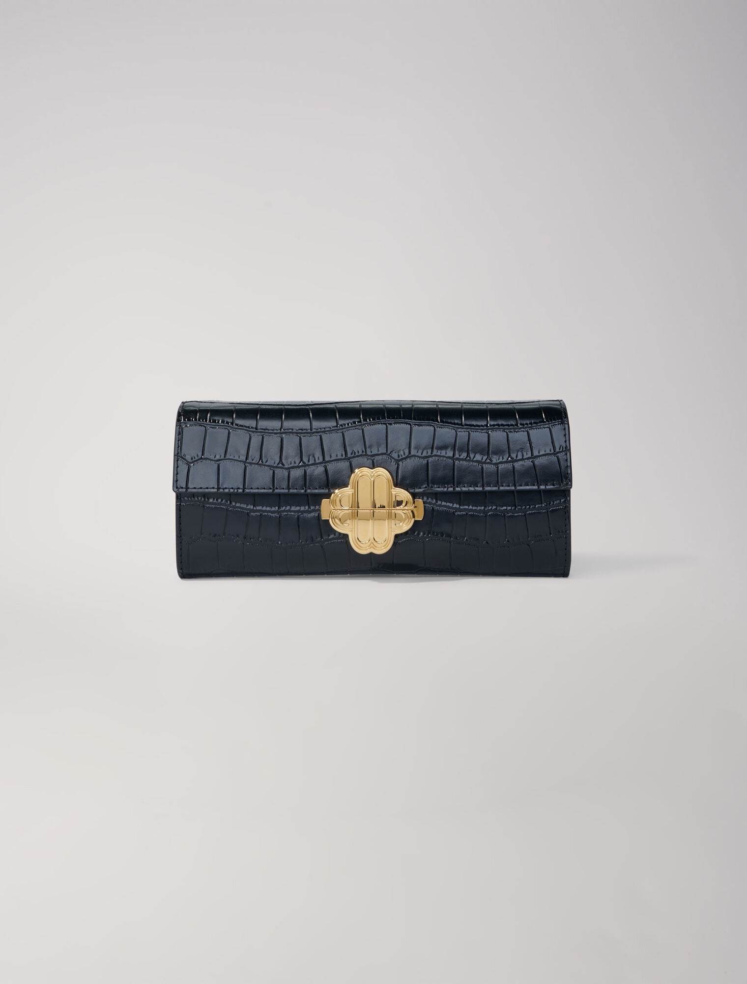 Croc-effect embossed leather bag
