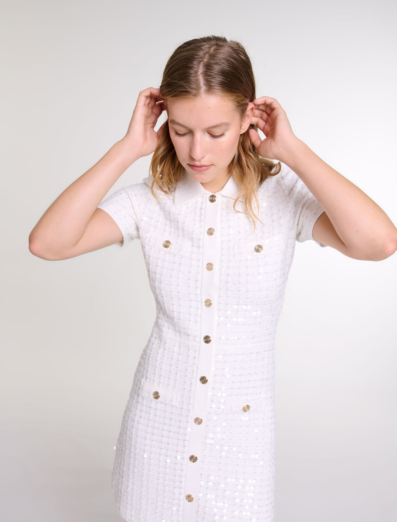 Sequin knit short dress