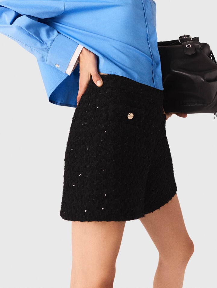 Rhinestone tweed shorts