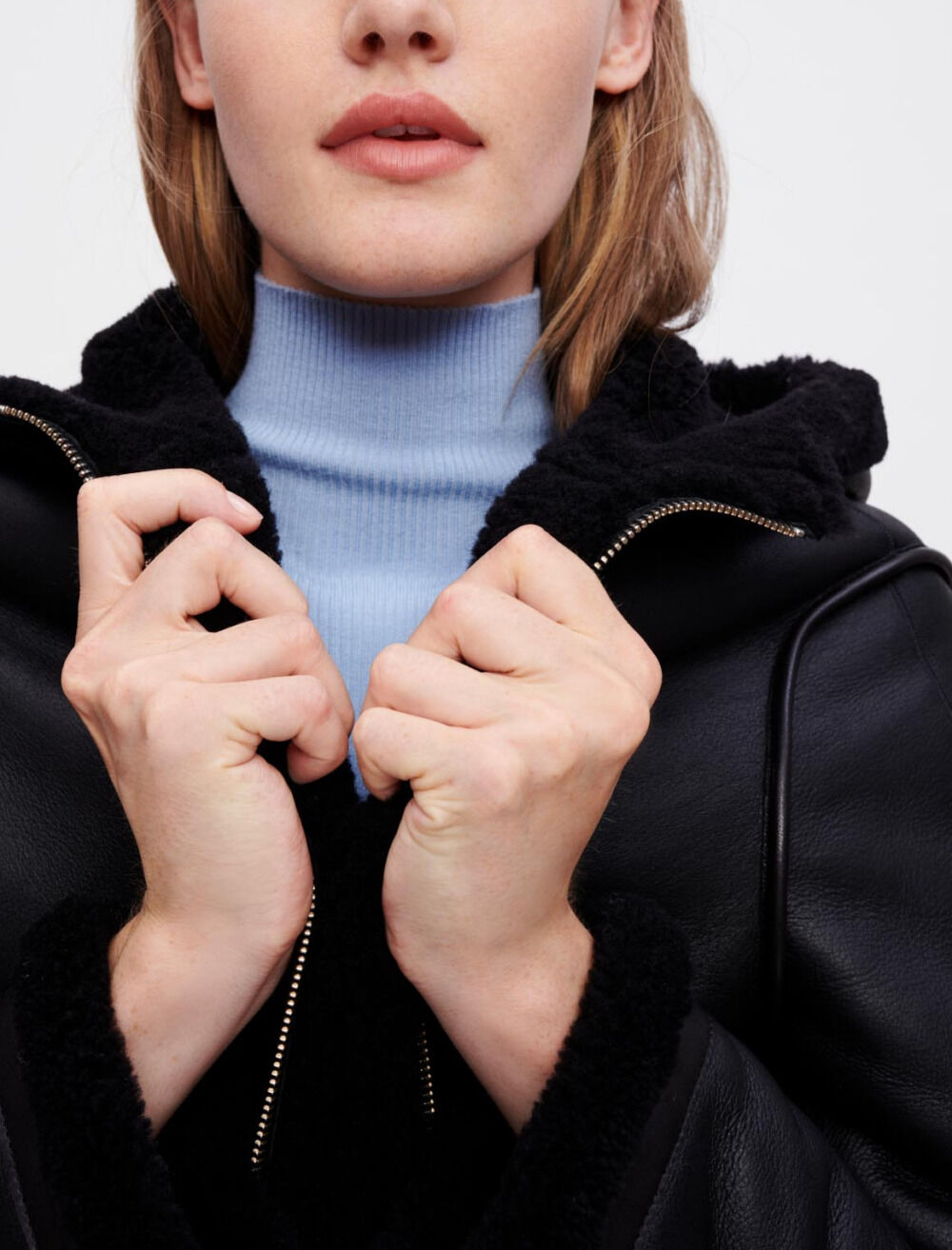Wool and leather coat