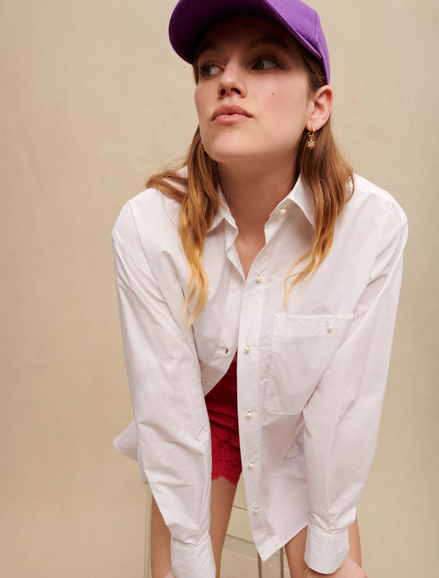 White cotton poplin shirt