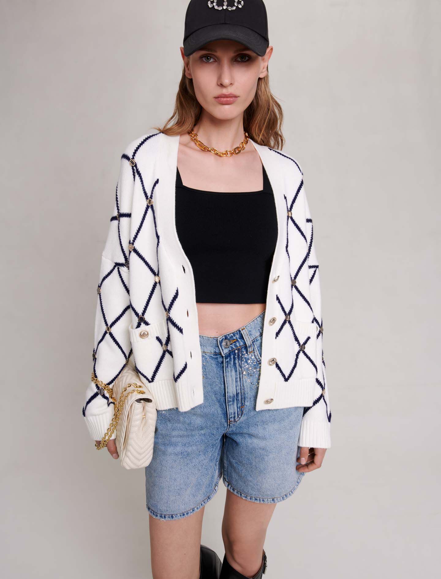 好きに Diamond pattern Maje | Women For White cardigan knitted トップス