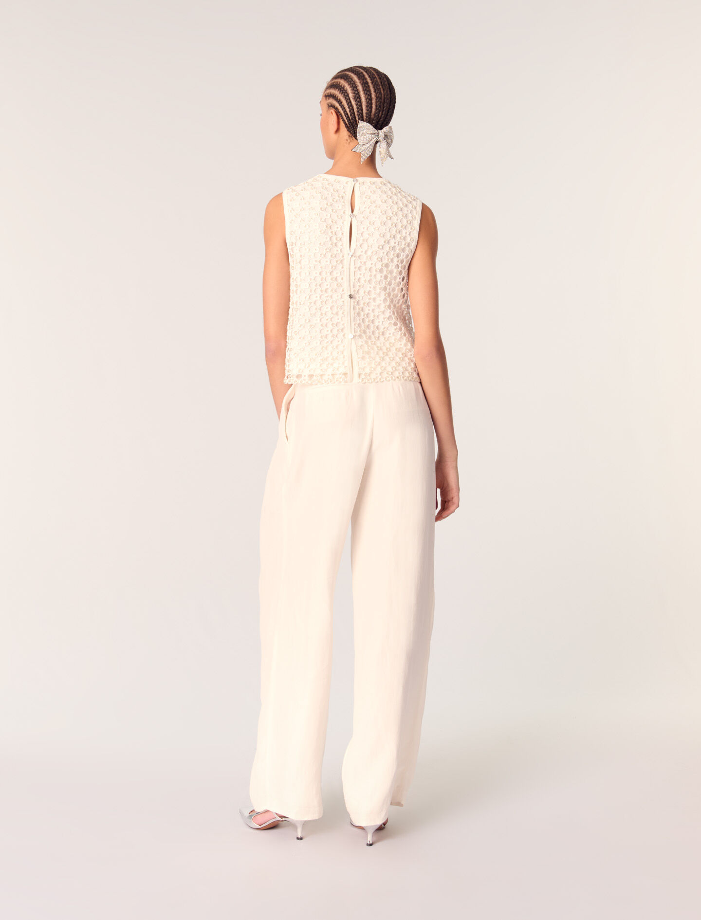 Crochet top with beads White For Women | Maje Crochet top with beads White For Women | Maje