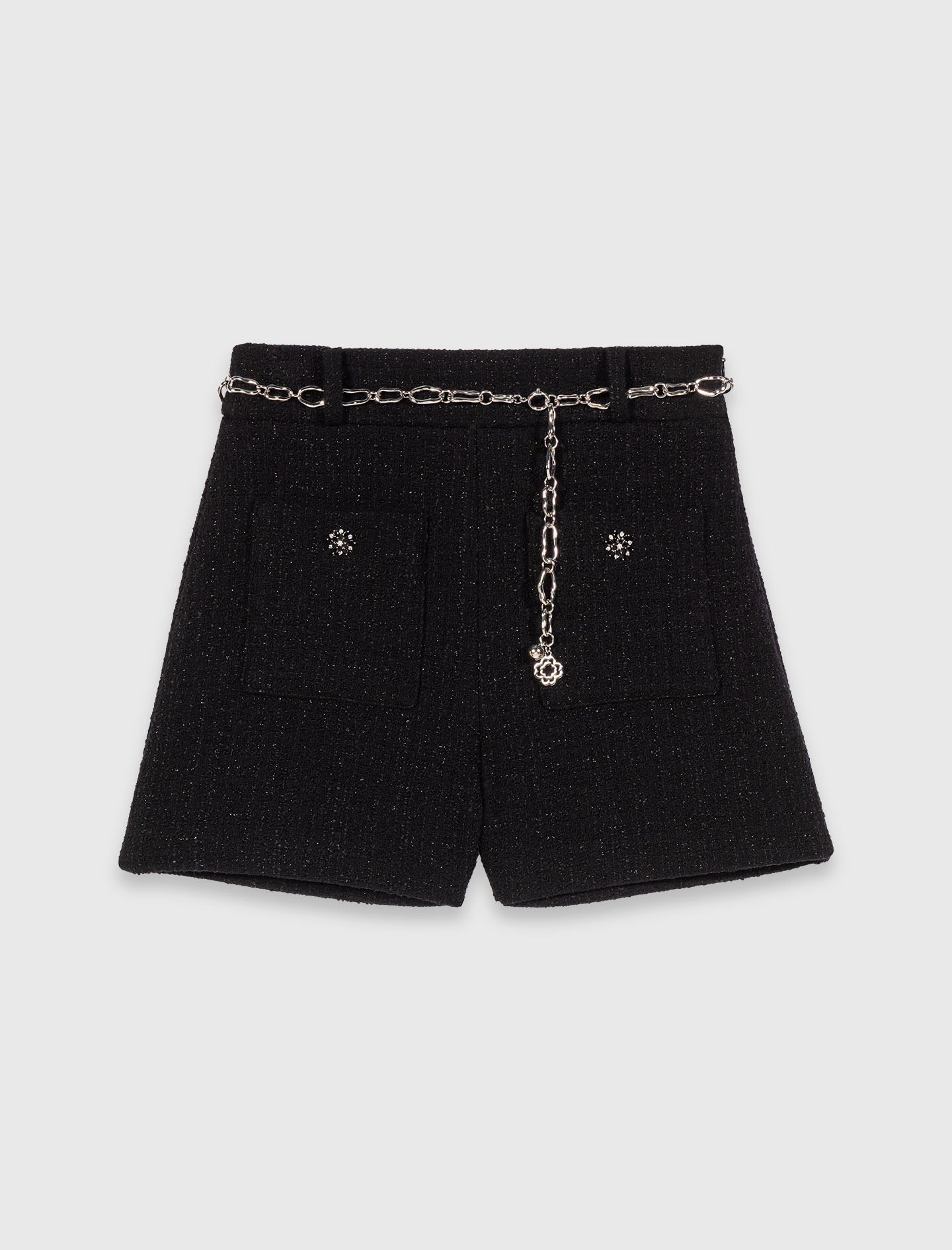 Shiny tweed shorts Black / Gray For Women | Maje