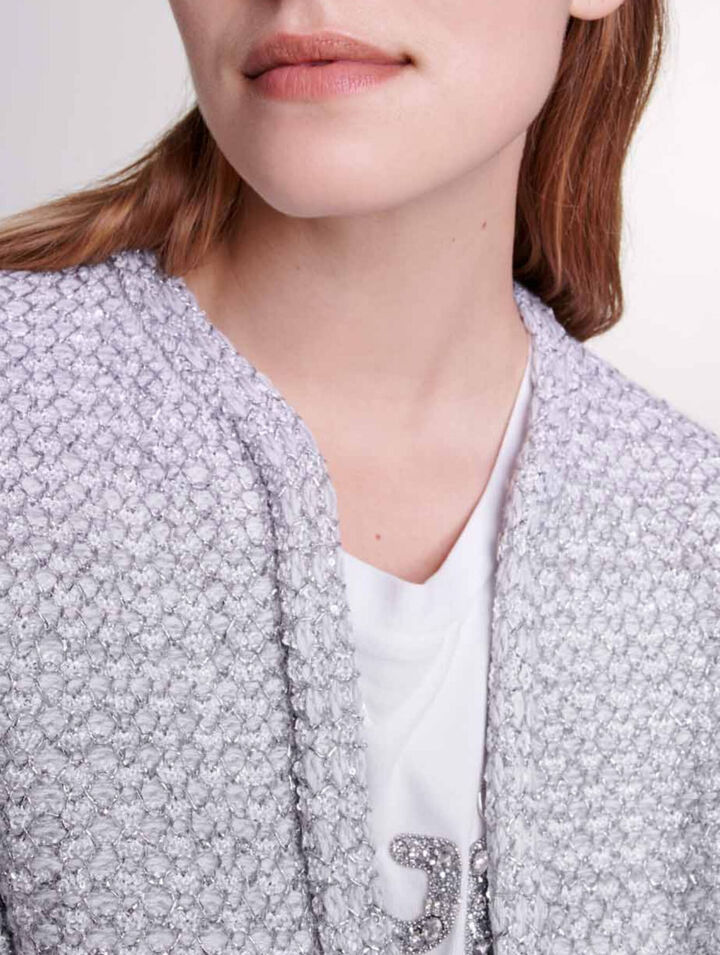 Tweed-look knit cardigan