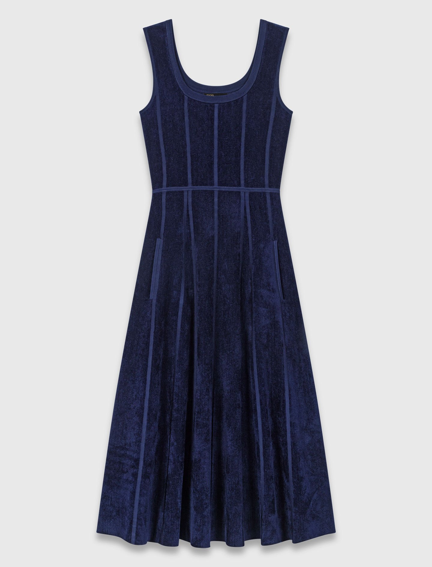 Velvet midi dress Blue For Women | Maje