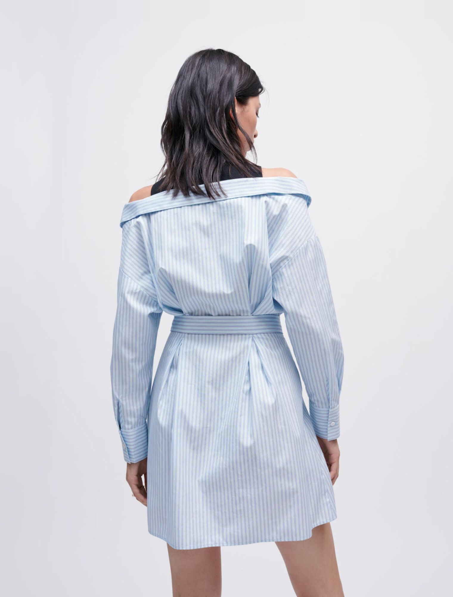 Striped trompe l'oeil shirt dress