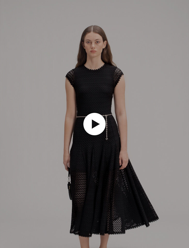 Crochet-knit maxi dress Black / Gray For Women | Maje