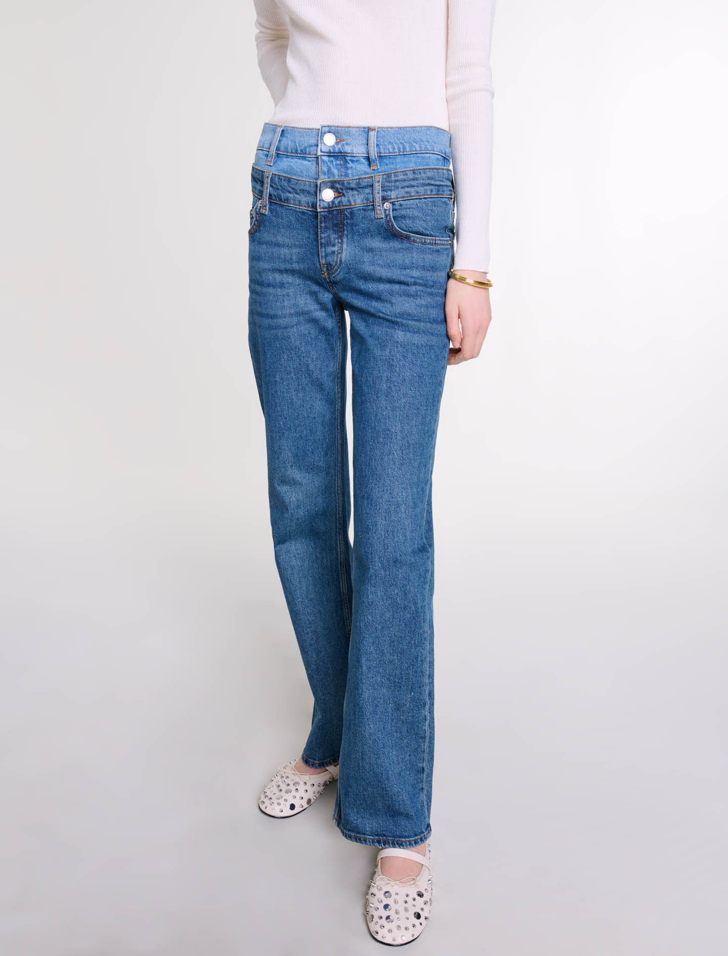 Double waistband jeans Blue For Women | Maje