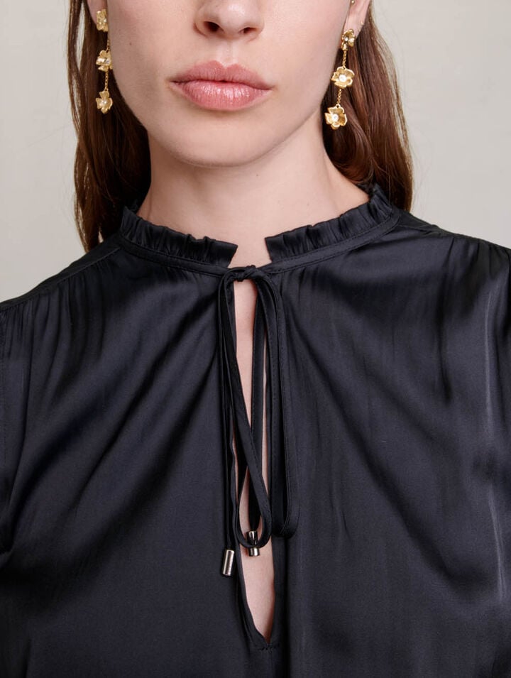 Long black cinched jumpsuit