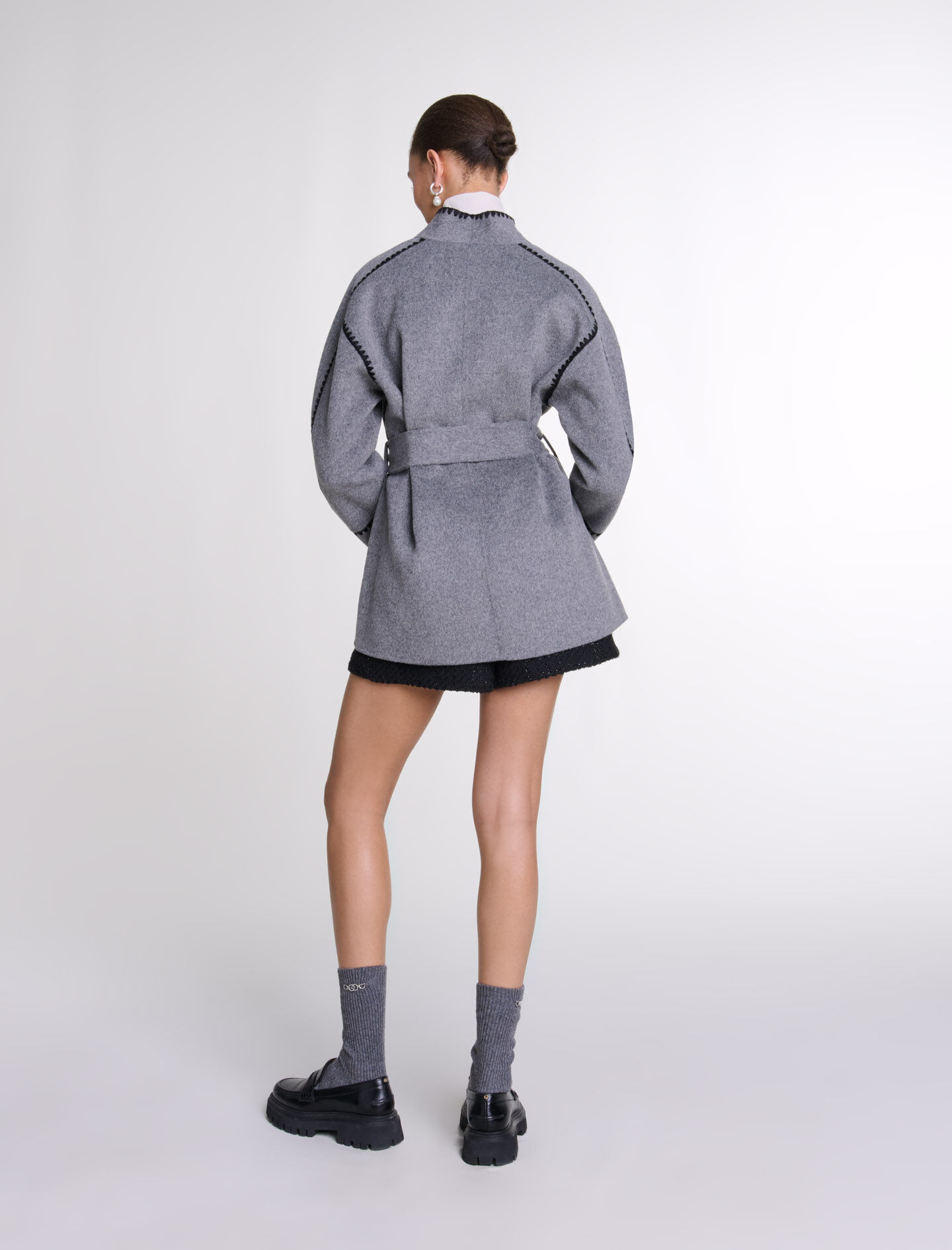 Double-faced coat Black / Gray For Women | Maje