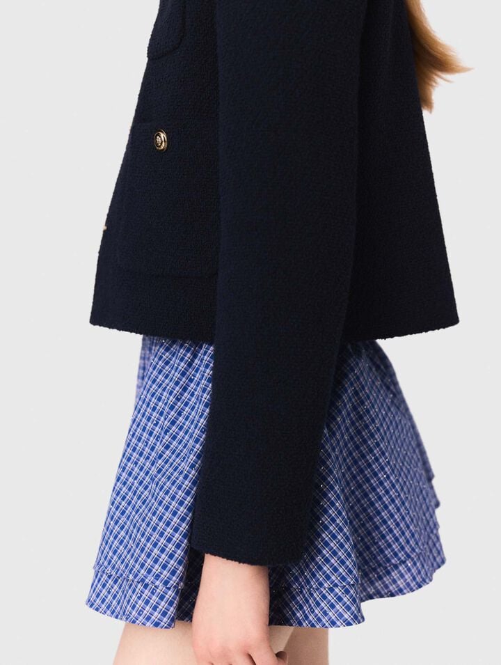 Short tweed jacket, removable col