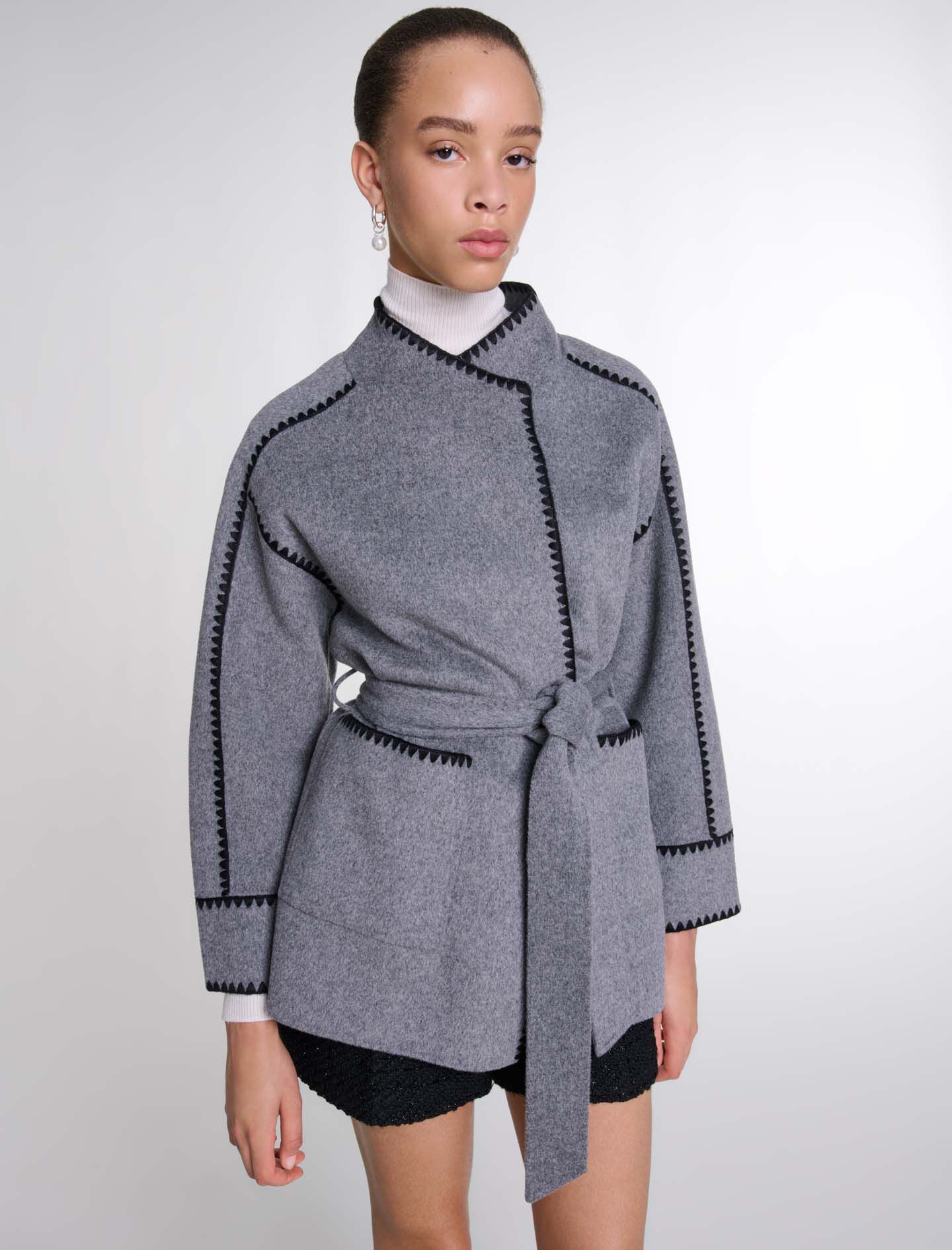 Double-faced coat Black / Gray For Women | Maje