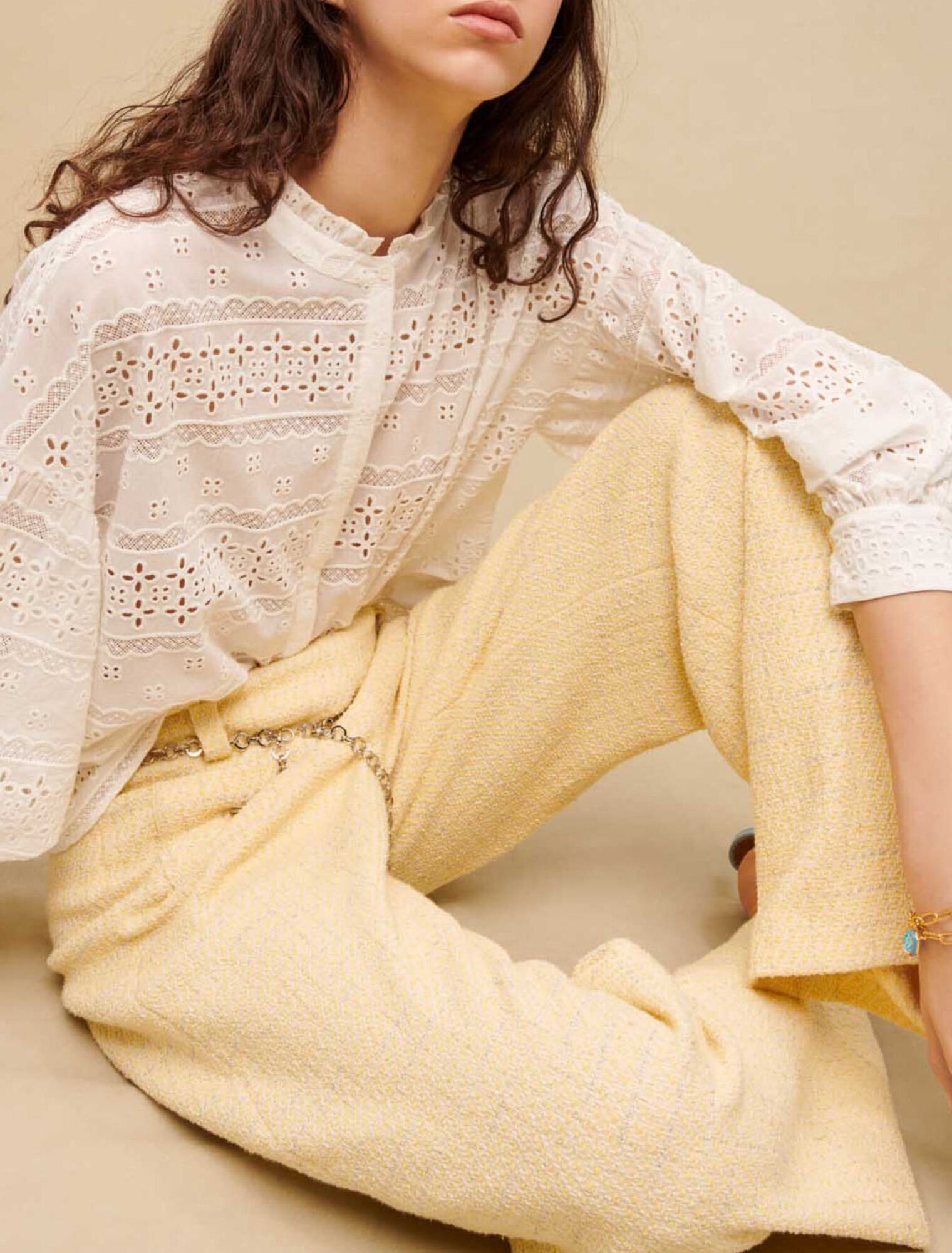 Embroidered white cotton blouse