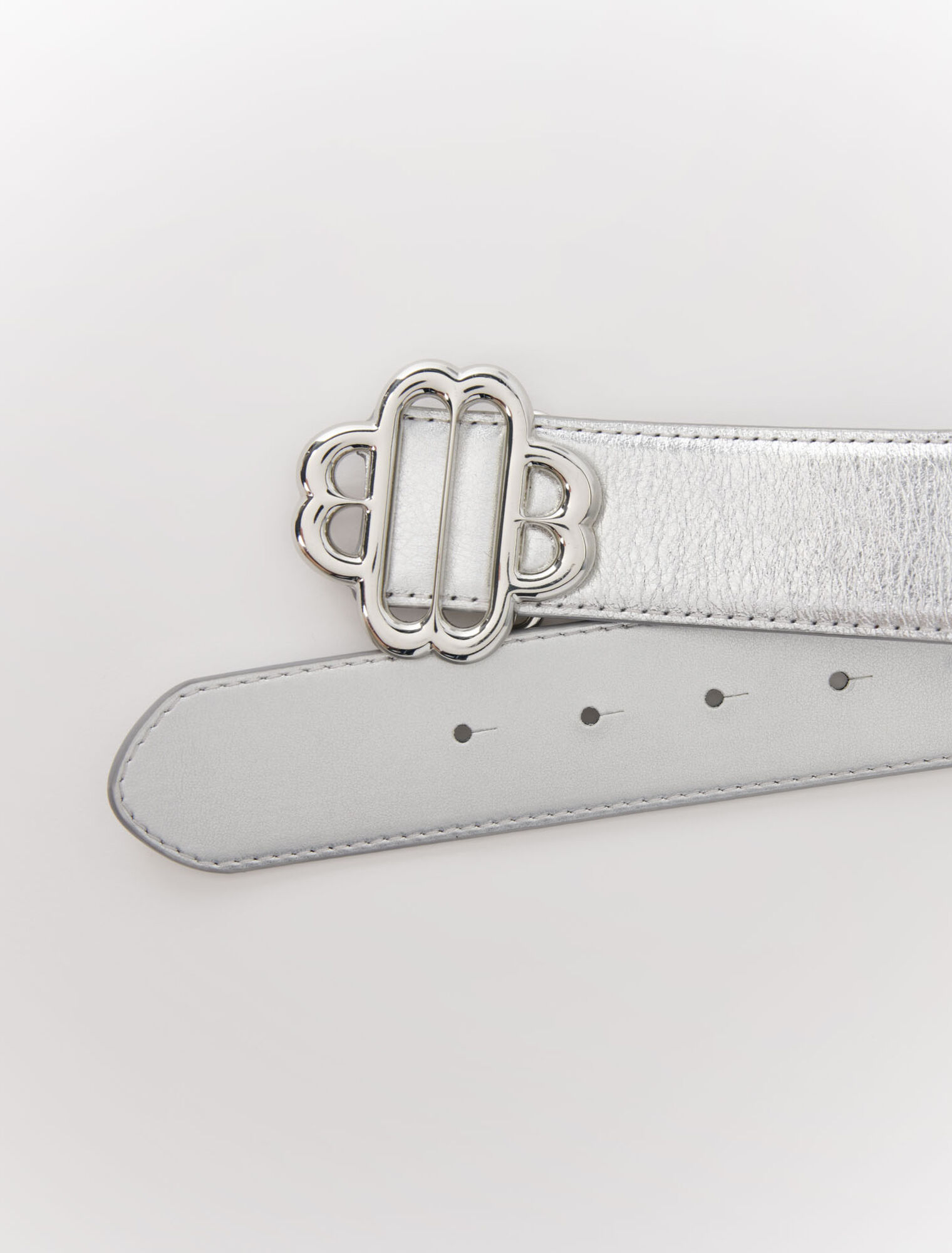 Clover belt in metallic leather