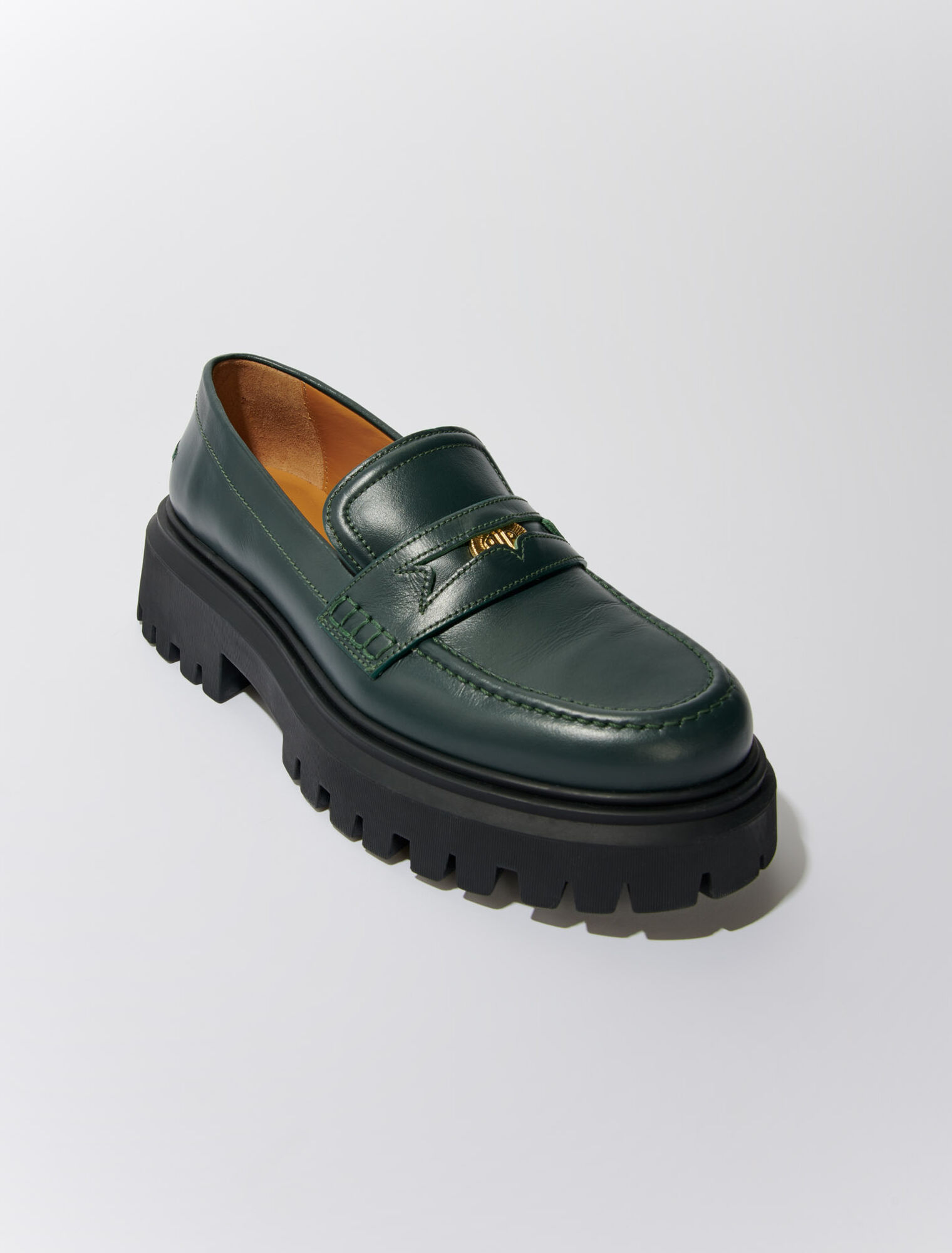 Leather platform loafers