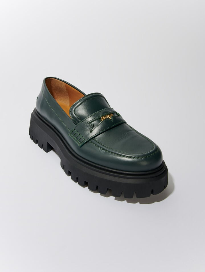 Leather platform loafers
