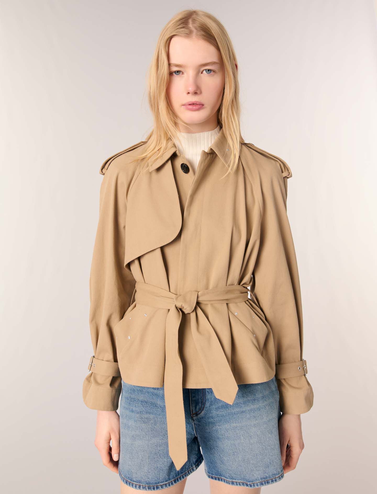 【初売り】 For Natural coat trench studded Short Women Maje | ジャケット・アウター