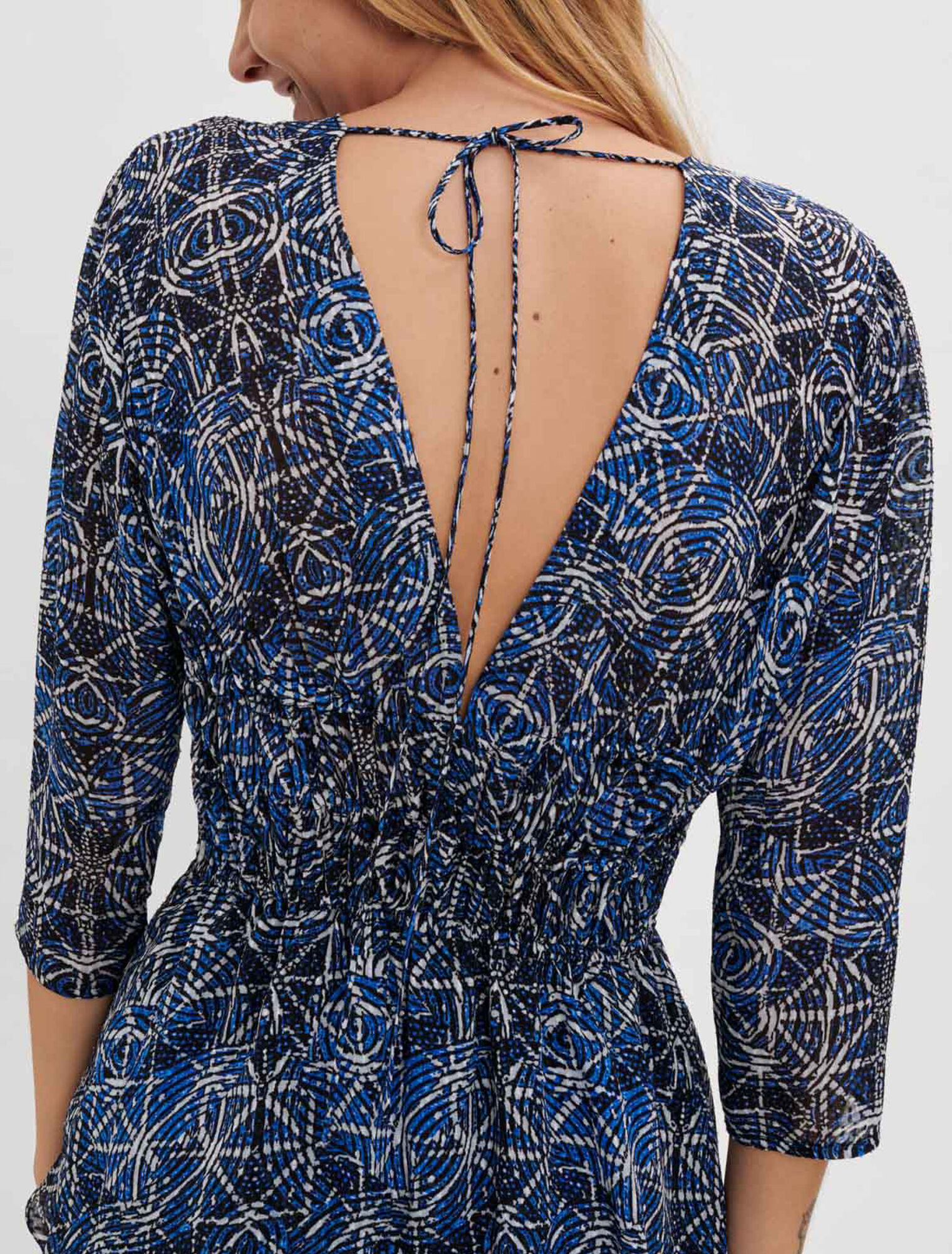 Ruffled printed viscose dress