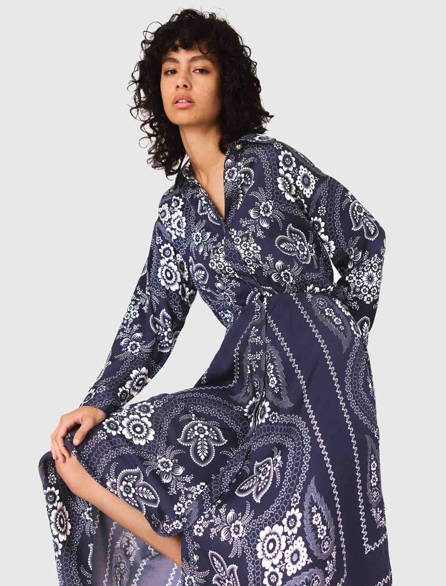 Maxi bandana print dress Bicolor For Women | Maje