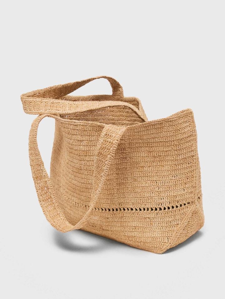 Crocheted raffia tote bag