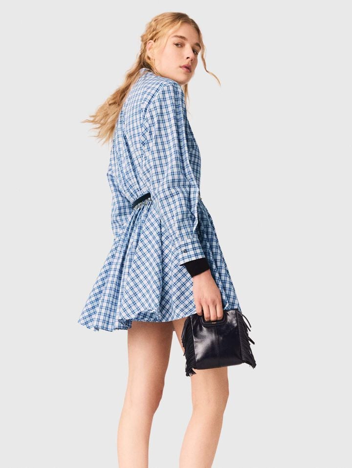 Rhinestone-trim cotton shirt dress