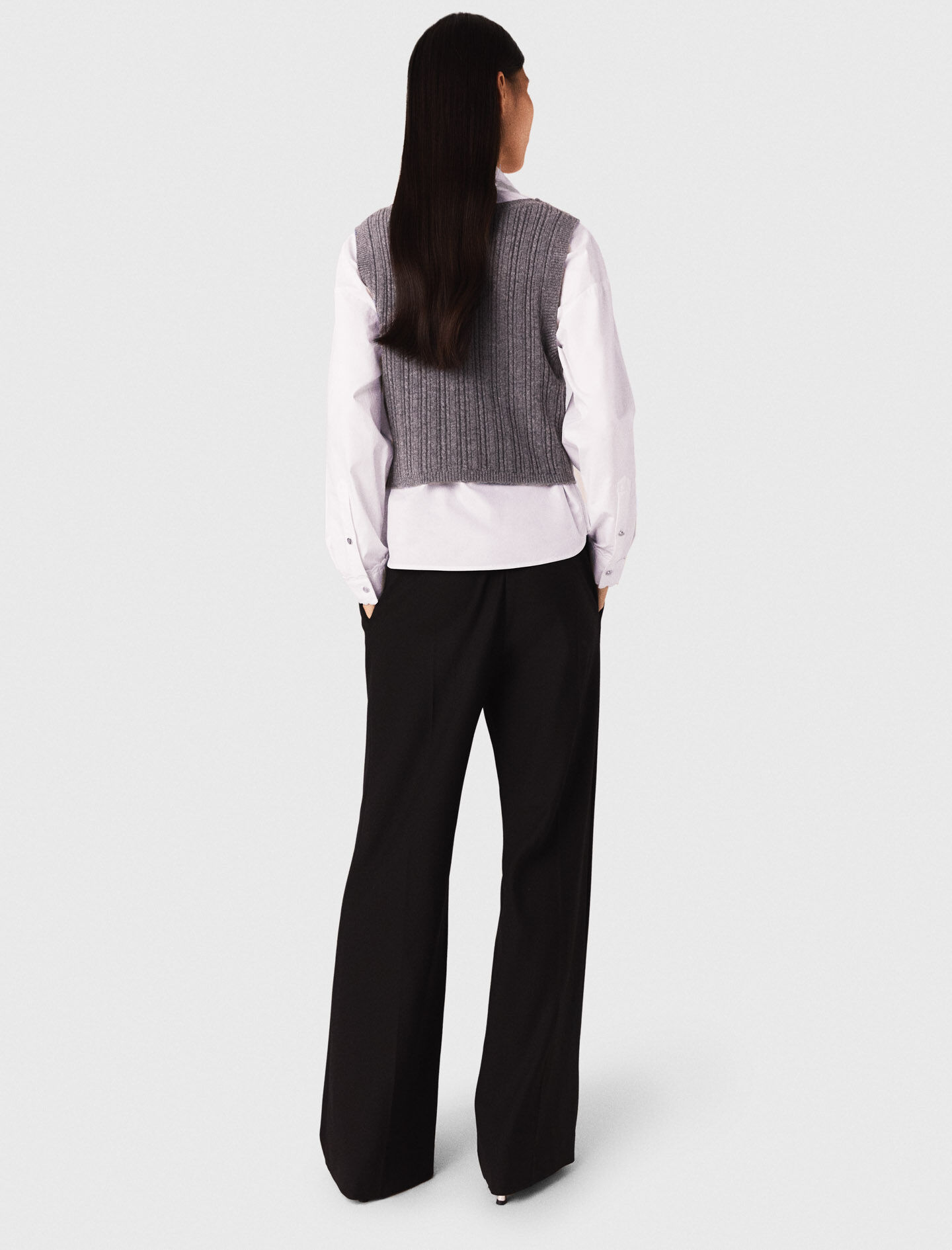 Wide-leg suit trousers Black / Gray For Women | Maje