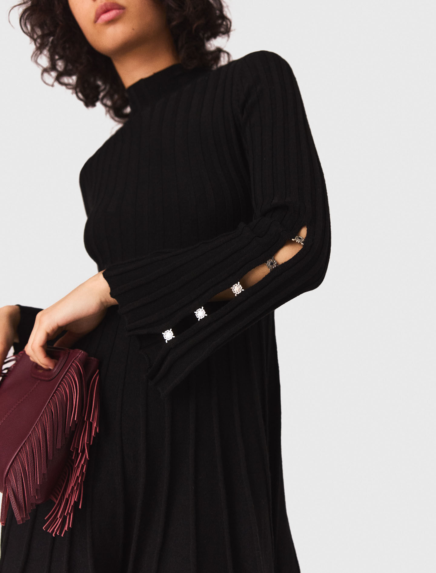 High-neck short skater dress Black / Gray For Women | Maje