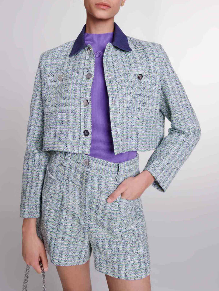 Contrast tweed cropped jacket