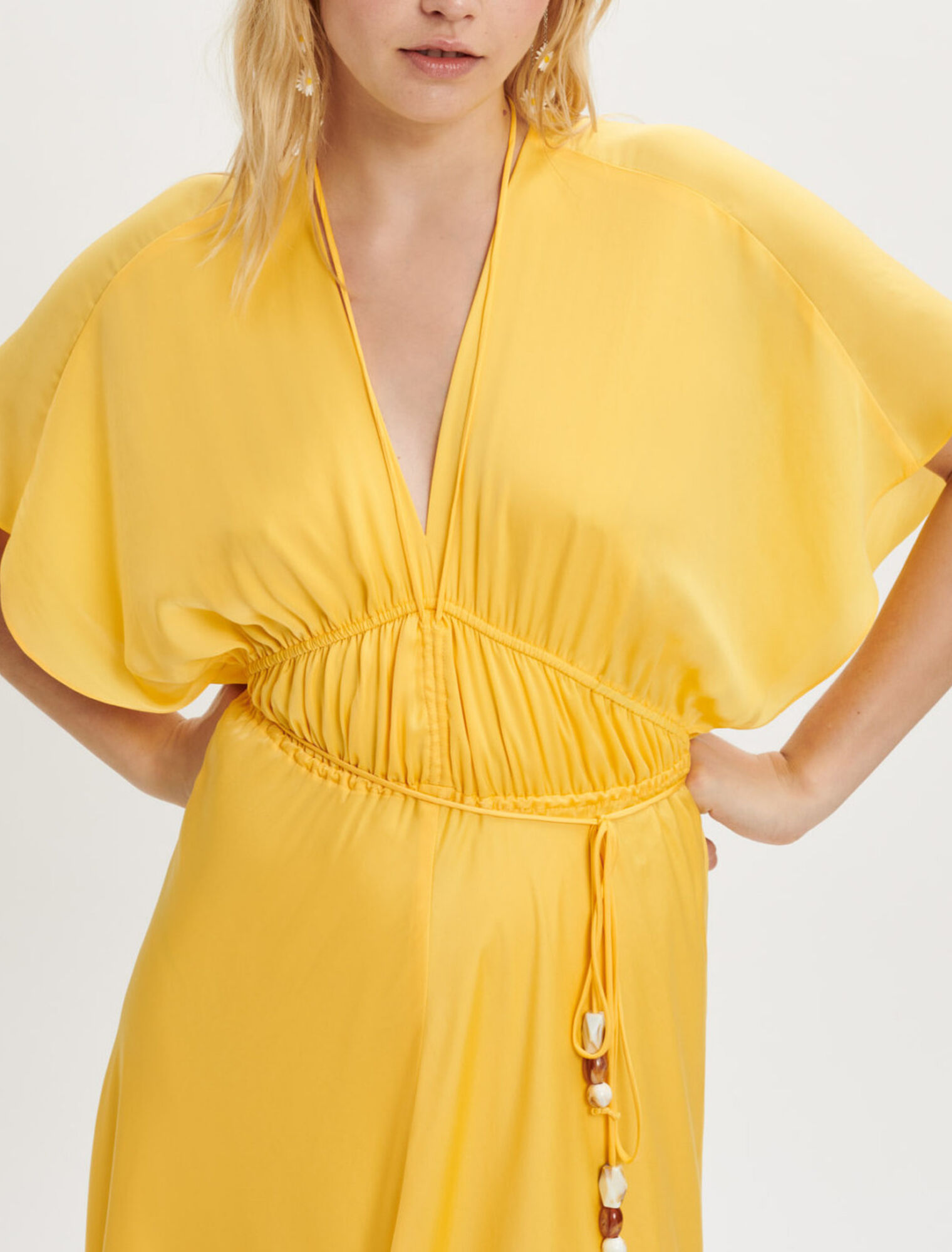 Satin scarf dress with pearl jewels