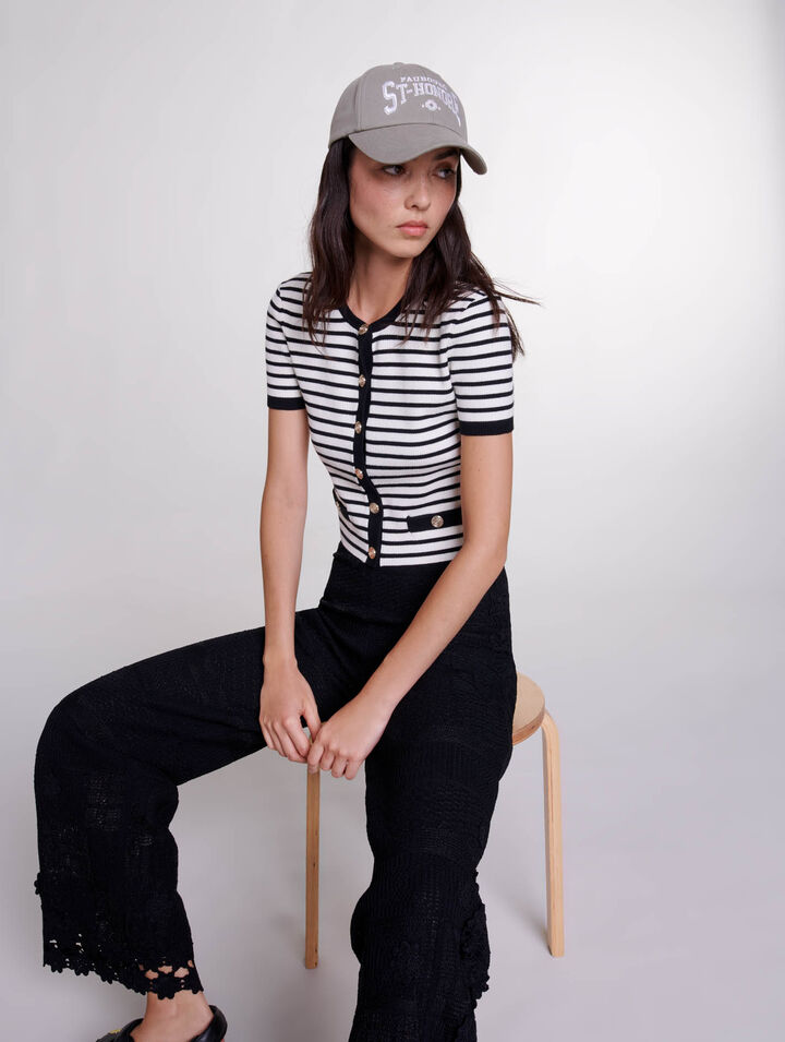 Short-sleeved knit cardigan