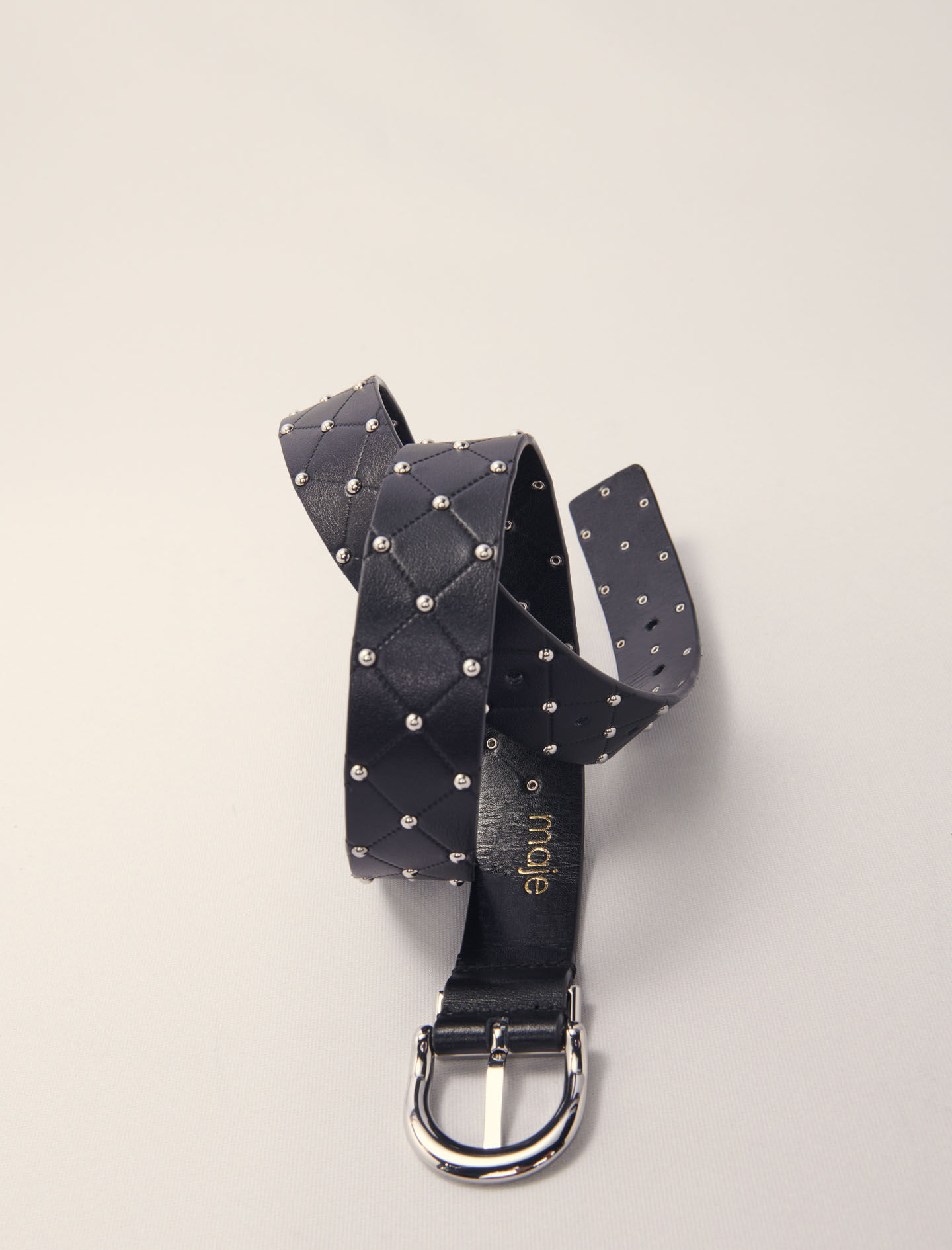 小物 CLANE LEATHER BELT BLACK Undercover Leather Belt with Skulls - 95 cm