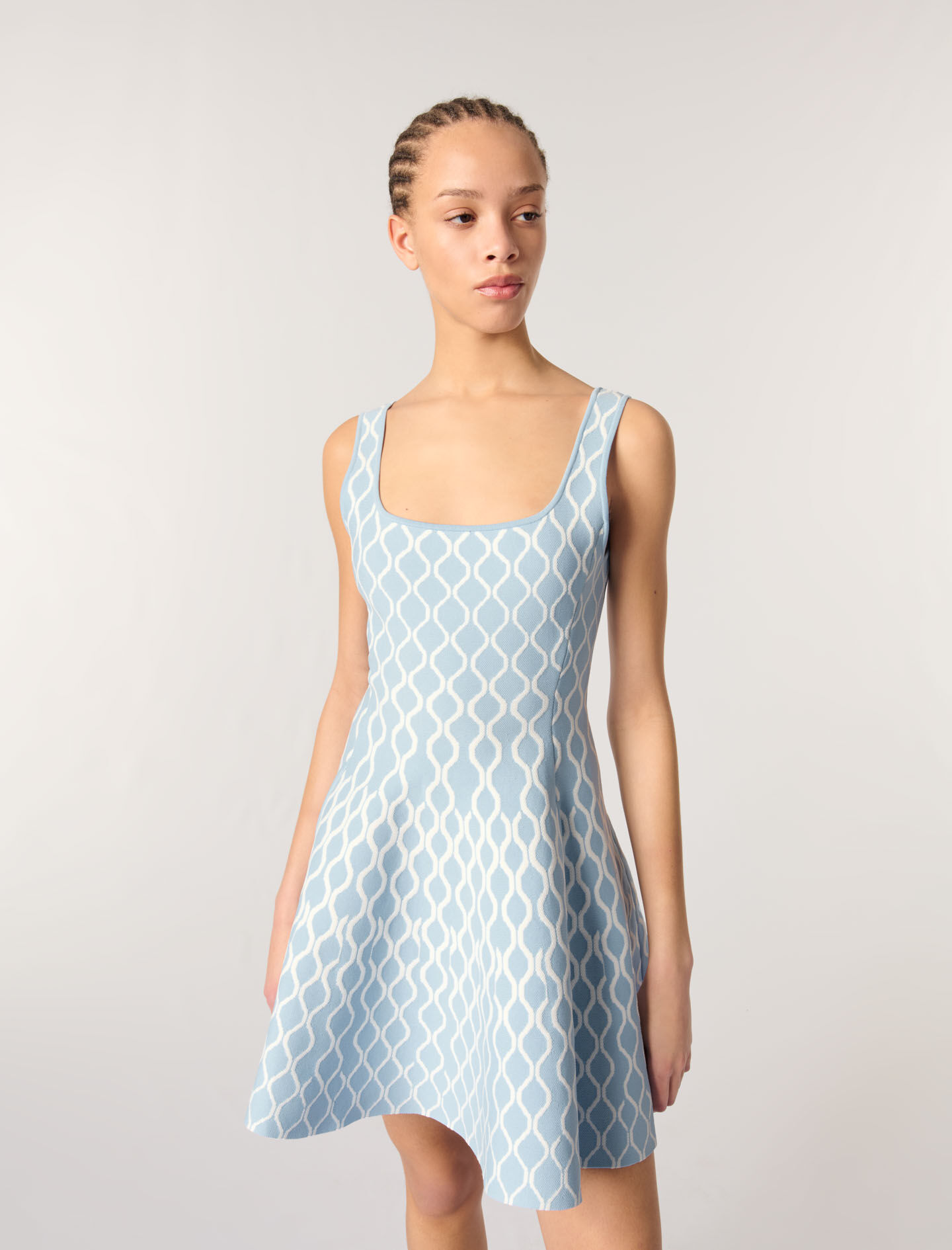 Jacquard knit mini dress Bicolor For Women | Maje