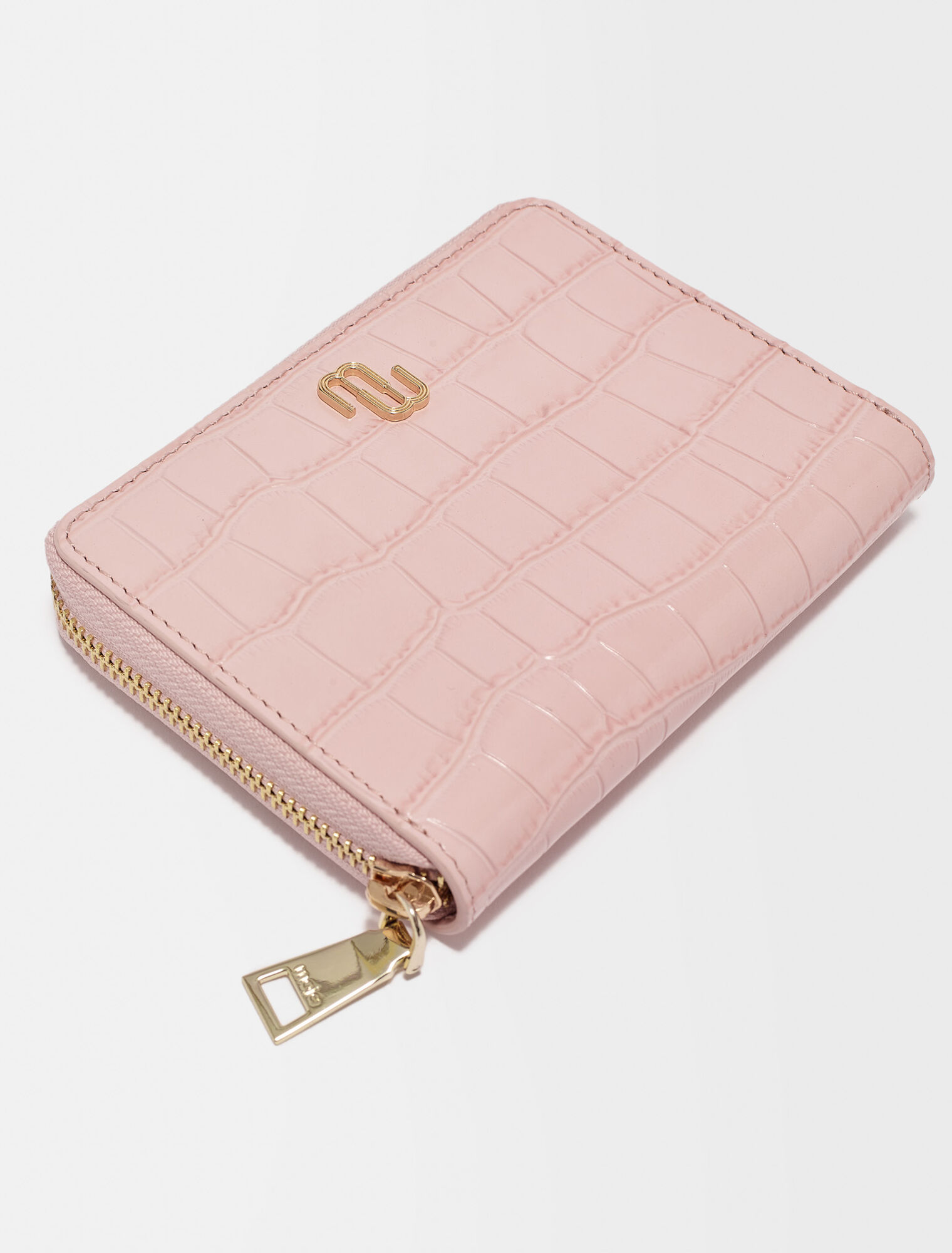Croc-effect embossed leather wallet