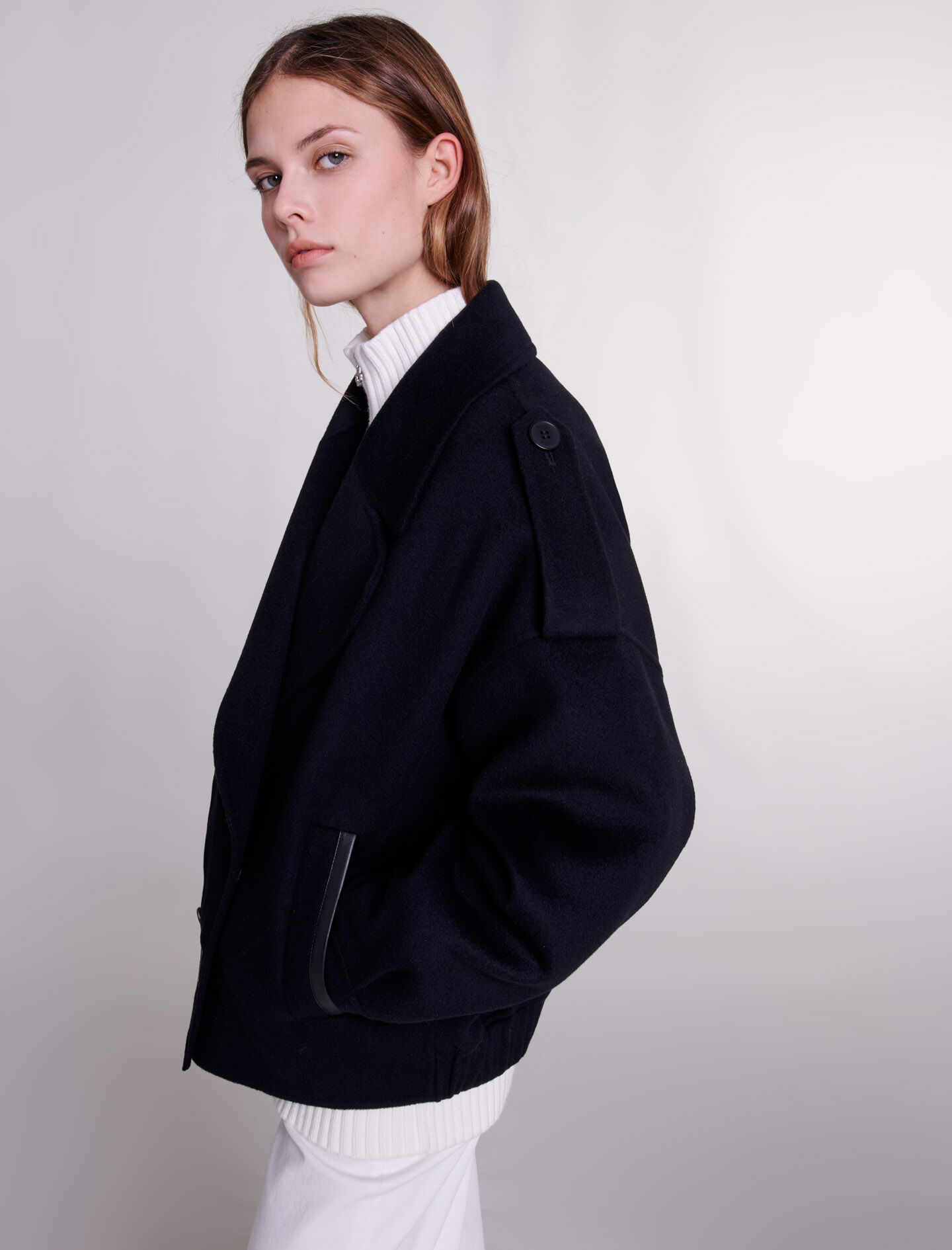 Jacket whool Black / Gray For Women | Maje