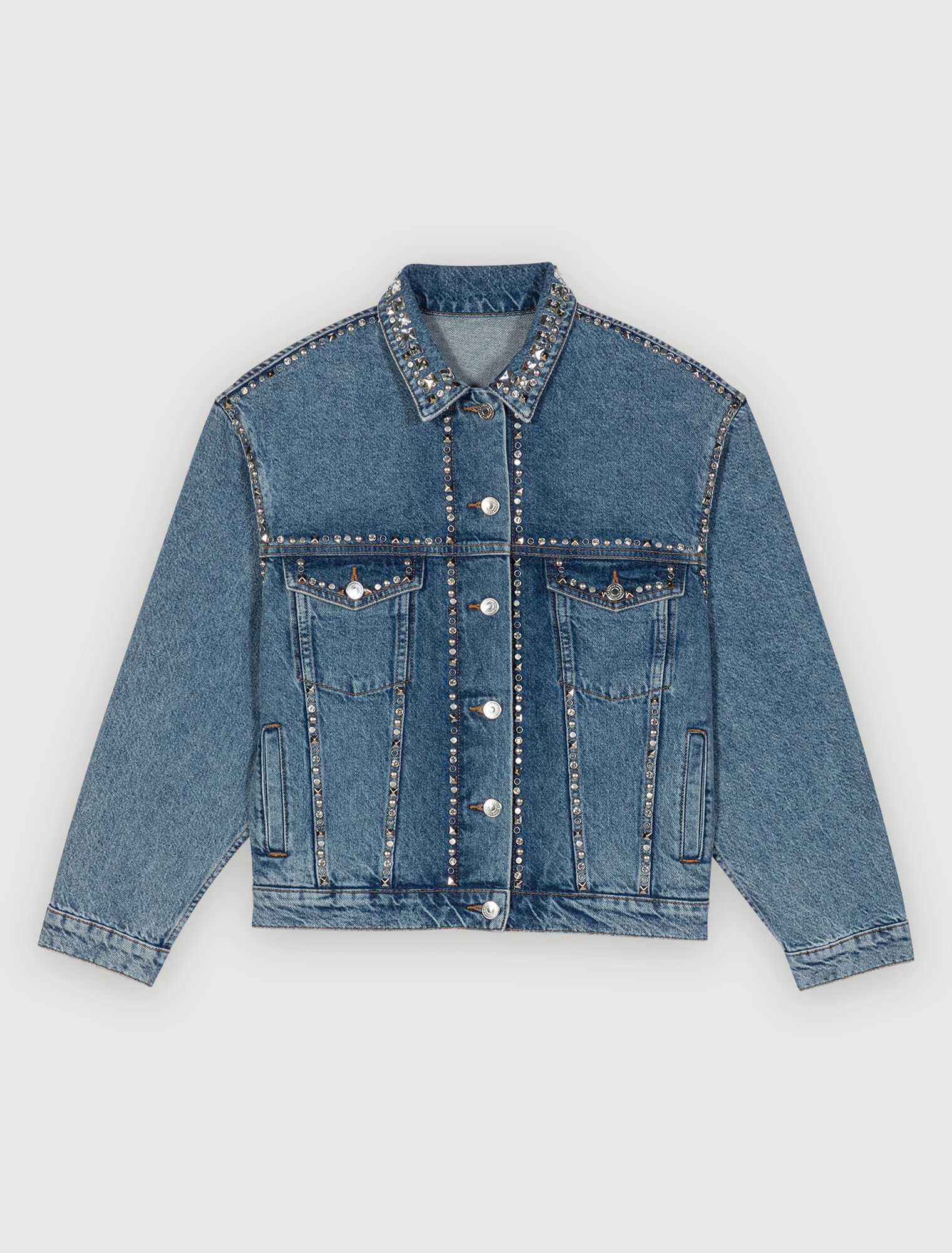 Denim jacket with rhinestones