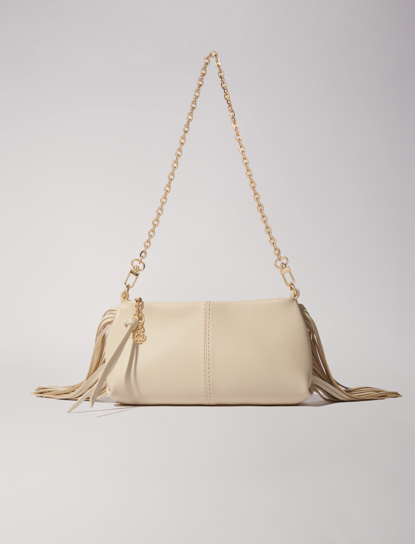 Miss M plain leather clutch bag Ecru For Women Maje