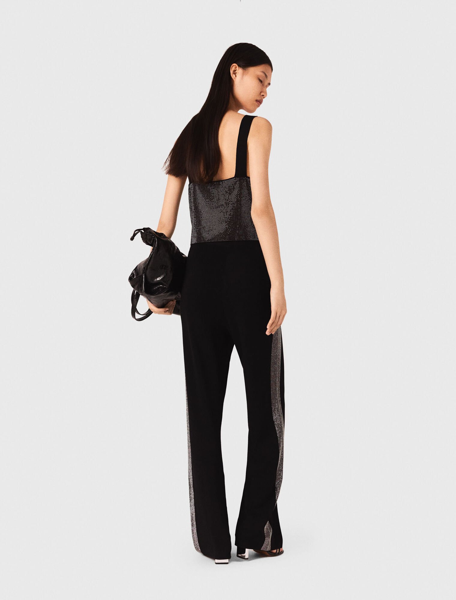 Strappy diamanté knit top